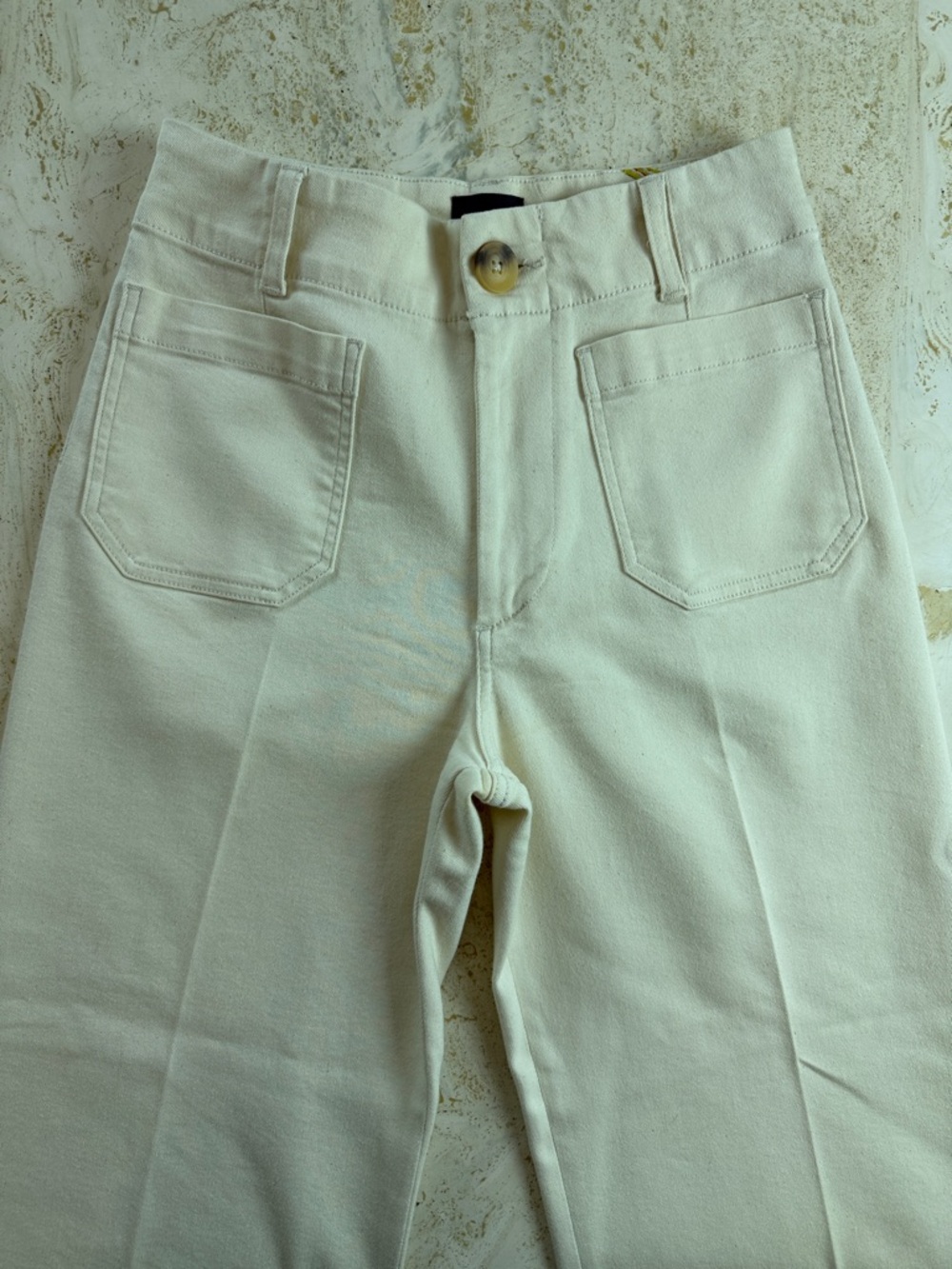Maeve Anthropologie Colette Denim Cropped Wide Leg Jeans Daisy Hem Cream 27P - Picture 7 of 13